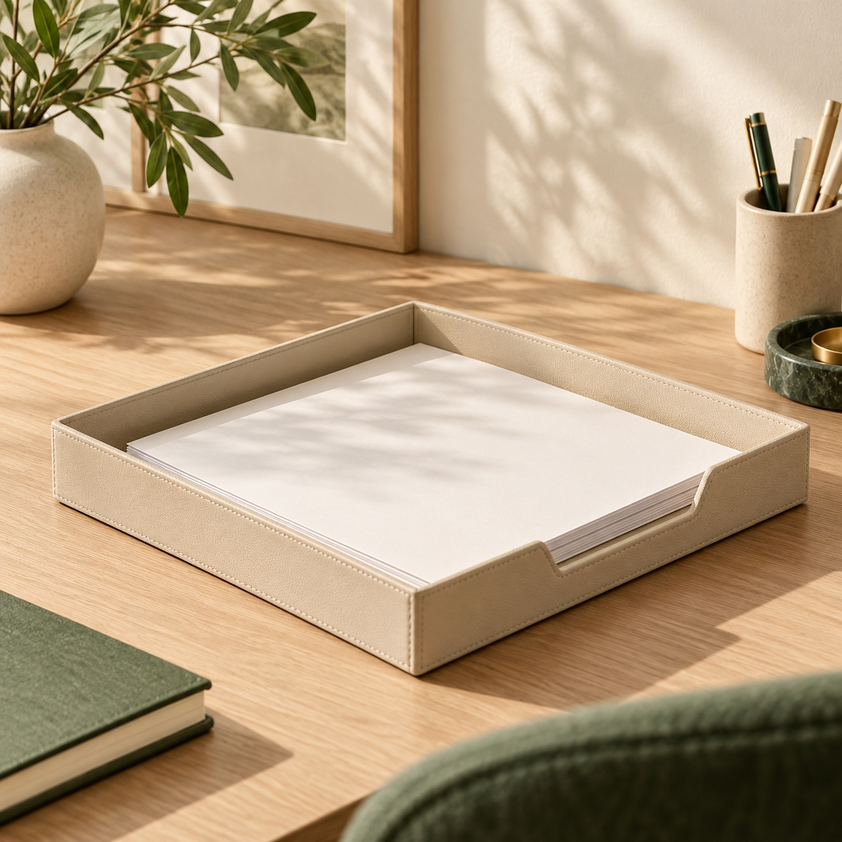 Line Letter Tray — concept visualization; styling accessories excluded